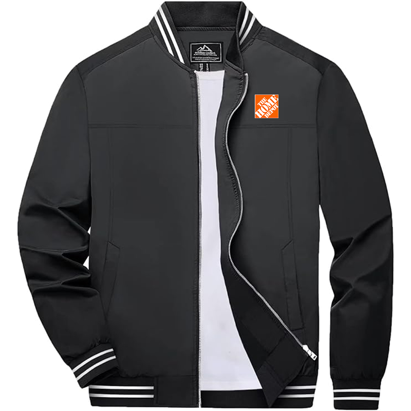 Men's  The Home Depot Zip-Up Bomber Jacket Ribbed Collar and Cuffs Outerwear